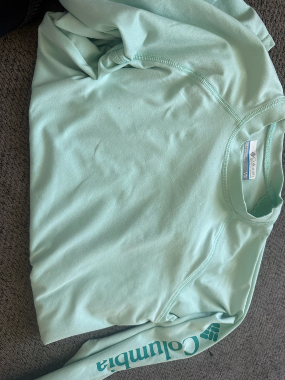 Kids Columbia Mint Green Long Sleeve Performance Shirt